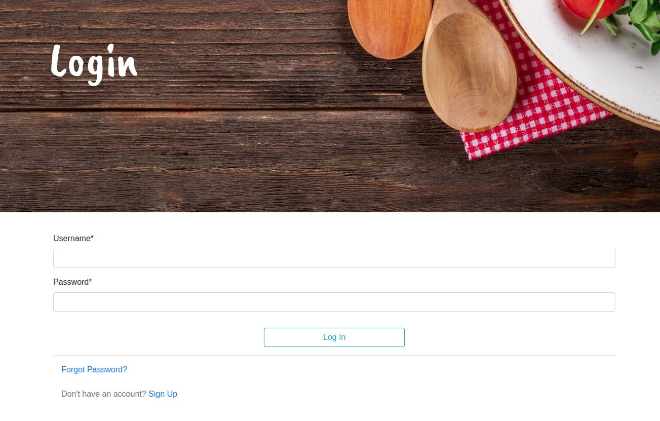 Login page of Flip Food application