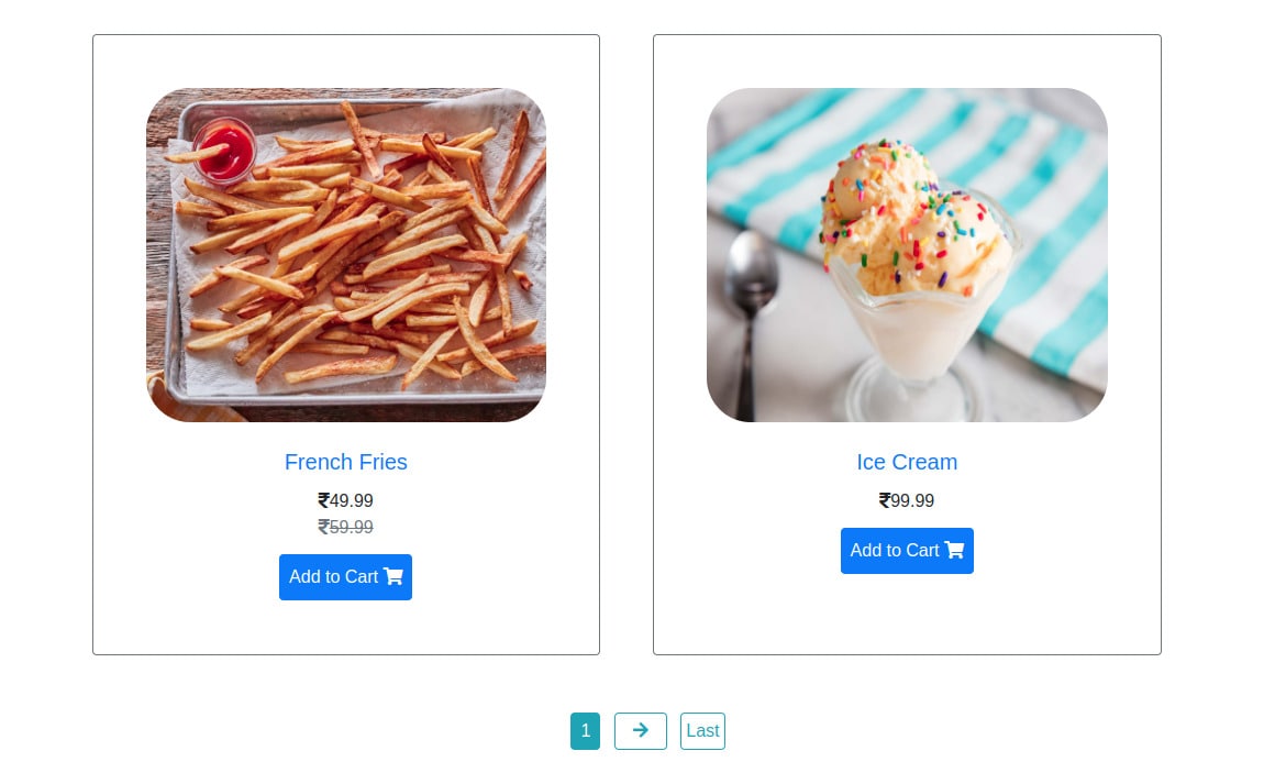 Pagination buttons on flip food